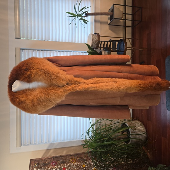 Be U Jackets & Blazers - VTG Fox Fur Genuine Leather Shearling Penny Lane Coat XL Tan Brown Womens